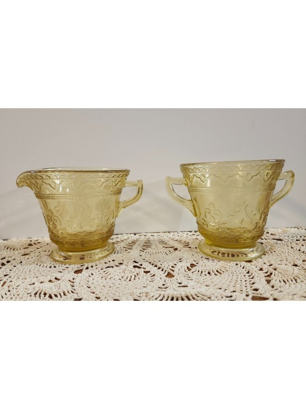 Amber Federal Glass Patrician Footed Sugar & Creamer Set Vintage Depression Glas